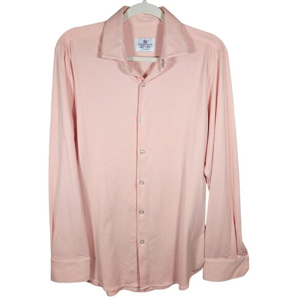 Mizzen+Main Men Dress Shirt M Pink Check Trim Fit Old Money Business Casual - Picture 2 of 11